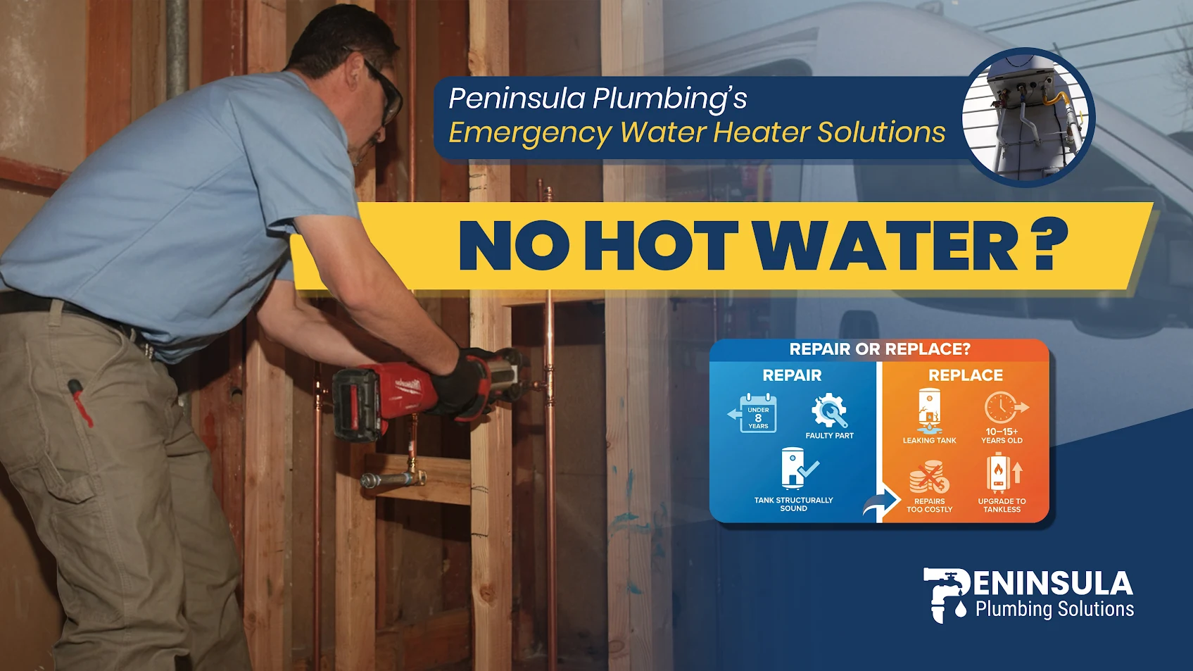 No Hot Water? Peninsula Plumbing’s Emergency Water Heater Solutions
